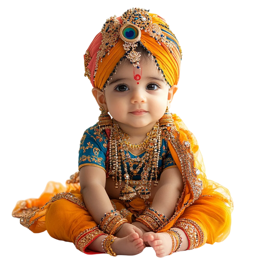Cute Toddler Bal Krishna Sitting Pose Free PNG