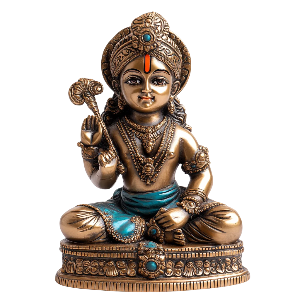 Small Sitting Hindu Deity Brass Figurine Free PNG