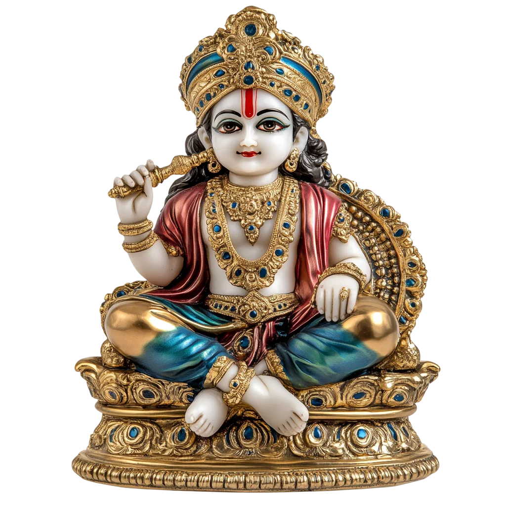 Carved Brass Sitting Deity Altar Idol Free PNG