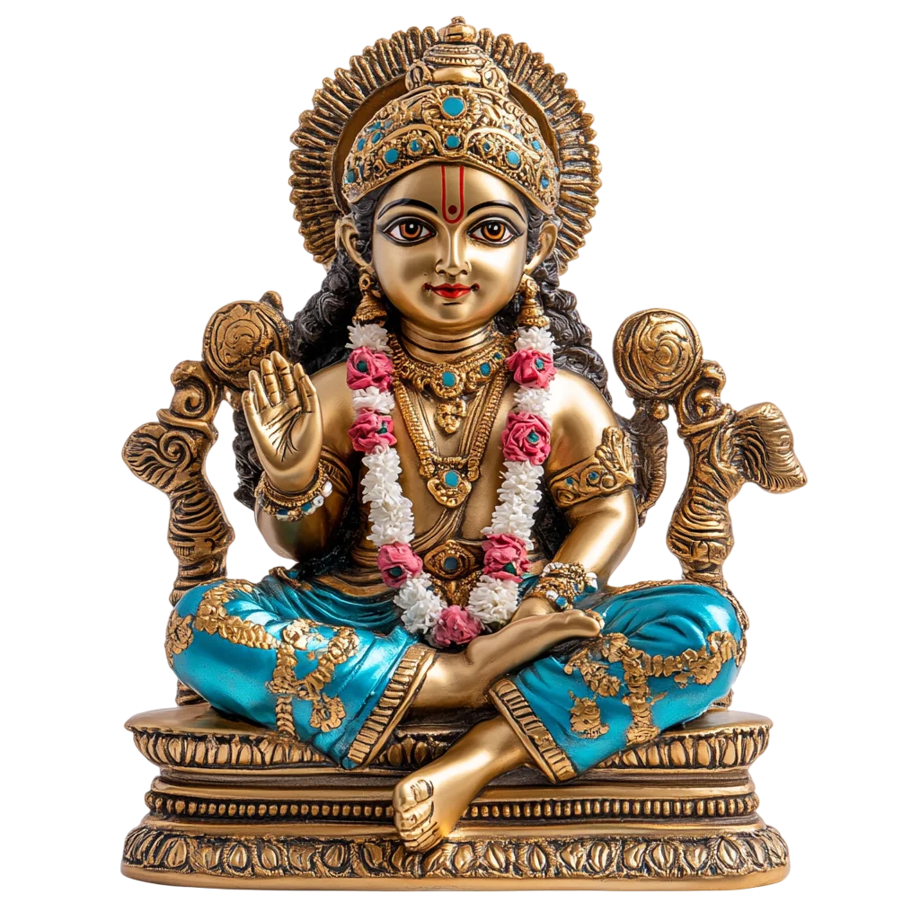 Intricate Golden Hindu Deity Statue Idol Free PNG