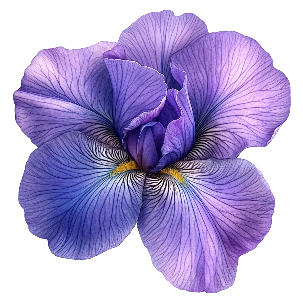 Vibrant Violet Iris Bloom Single Flower Free PNG