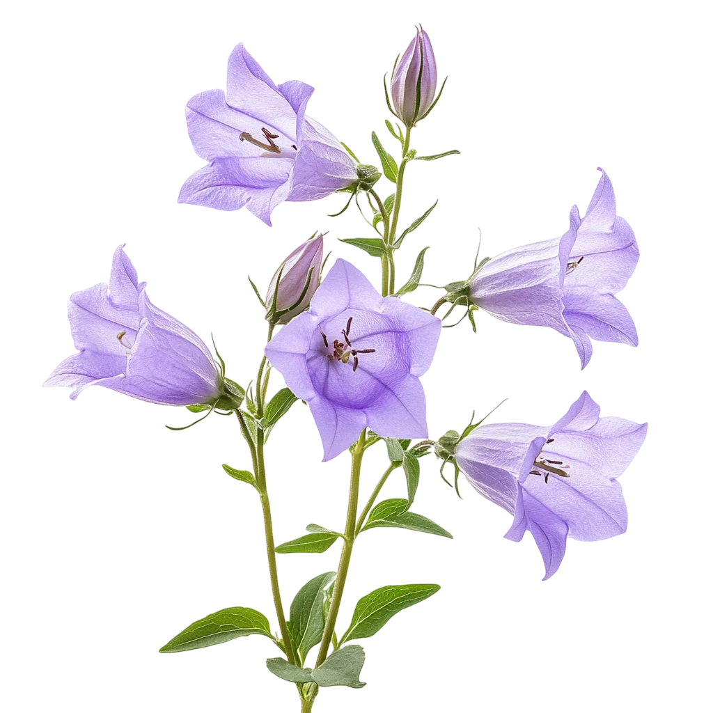 Blooming Purple Bellflower Cluster Stem Free PNG