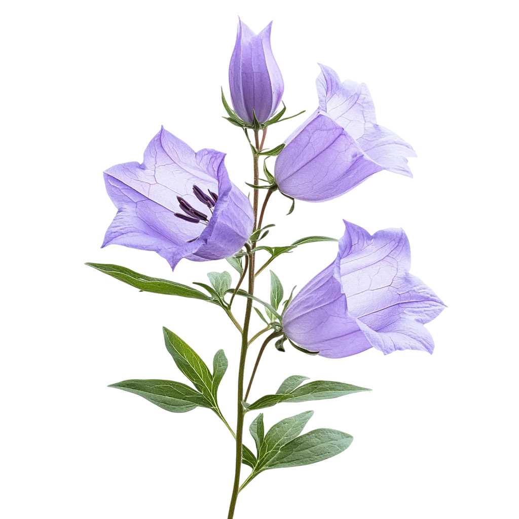 Delicate Bellflower Blossom on Green Stem Free PNG