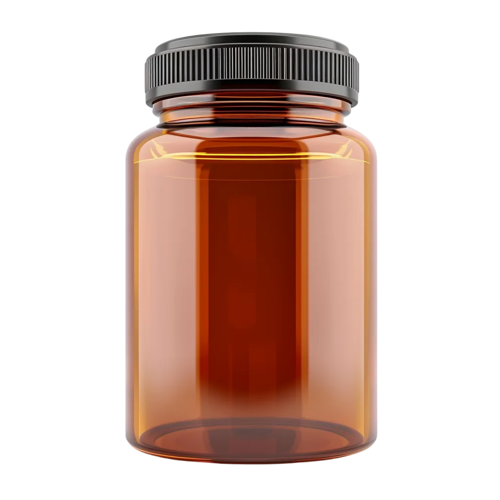 Wide Mouth Amber Glass Supplement Jar Free PNG