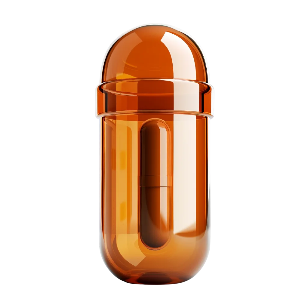Sleek Amber Glass Capsule Dropper Bottle Free PNG