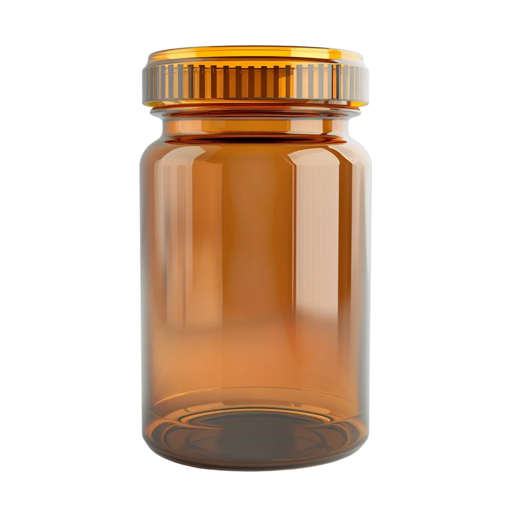 Vintage Amber Glass Apothecary Pill Bottle Free PNG