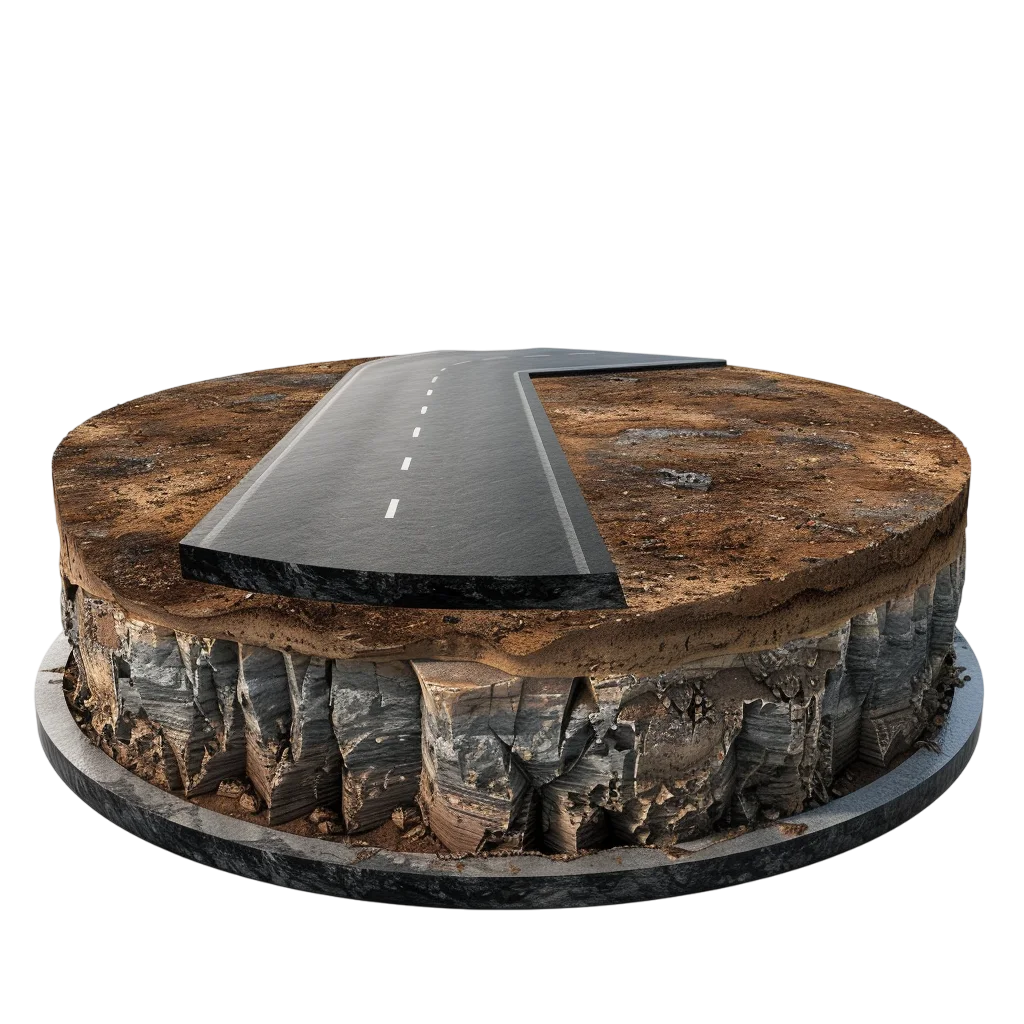 Circular Asphalt Road Soil Cross Section Free PNG