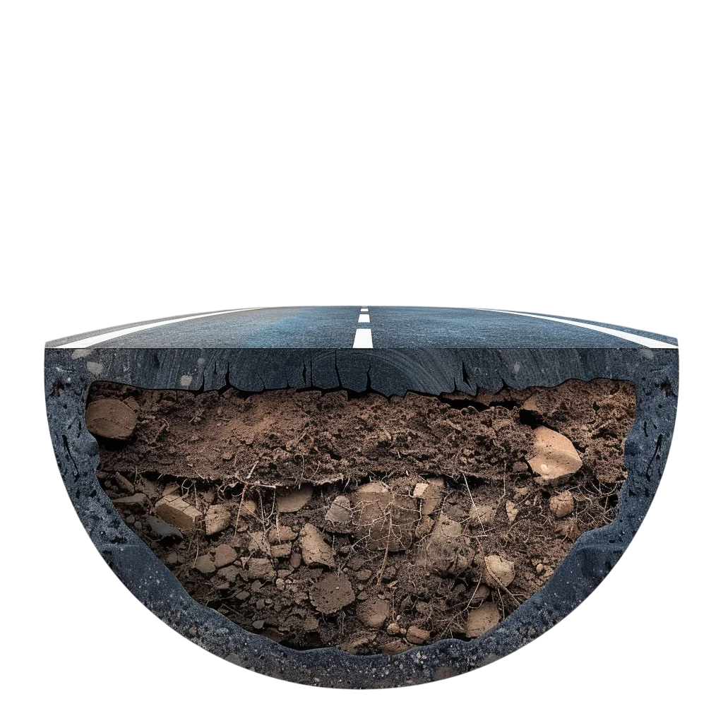 Cross Section Asphalt Road and Soil Free PNG Clipart