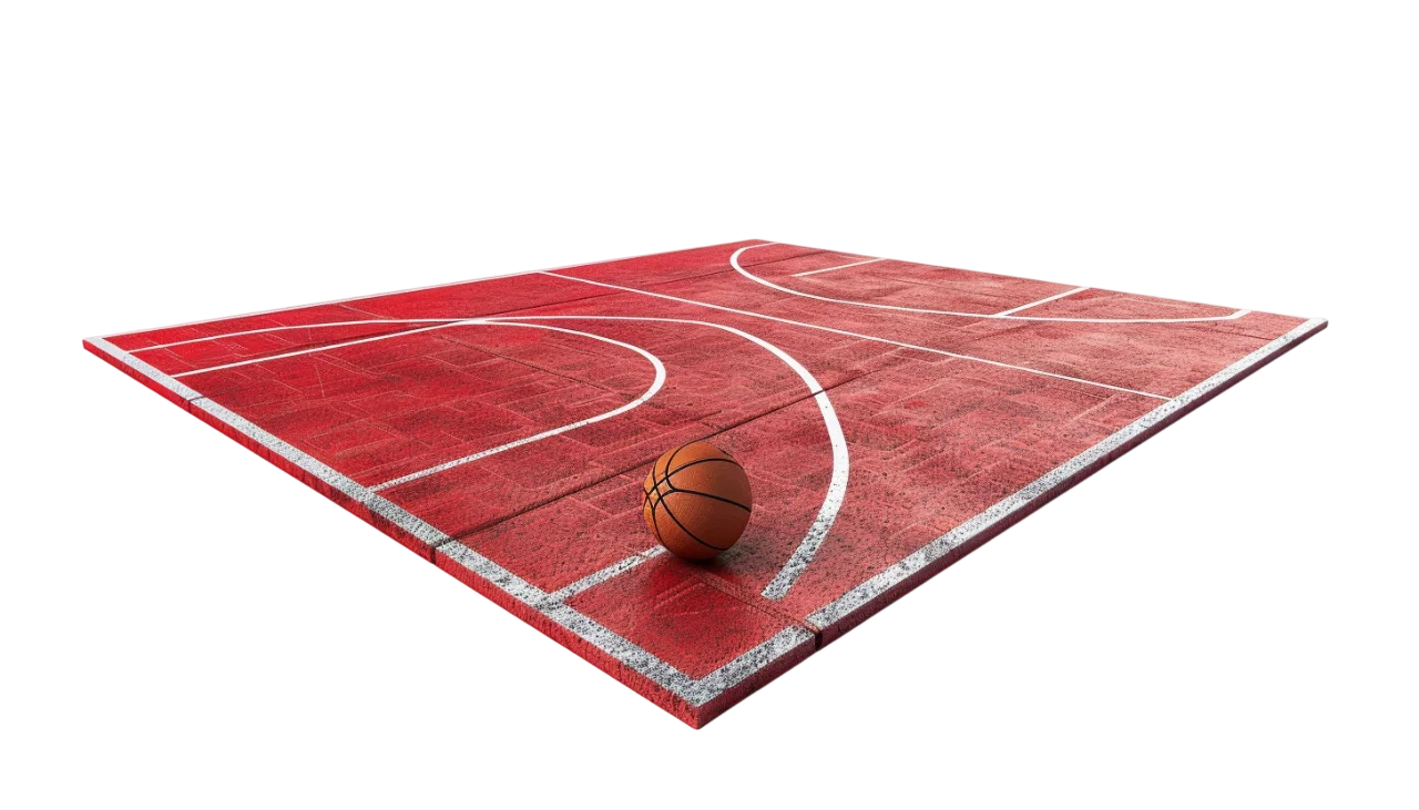 Red Asphalt Basketball Court with Ball Free PNG