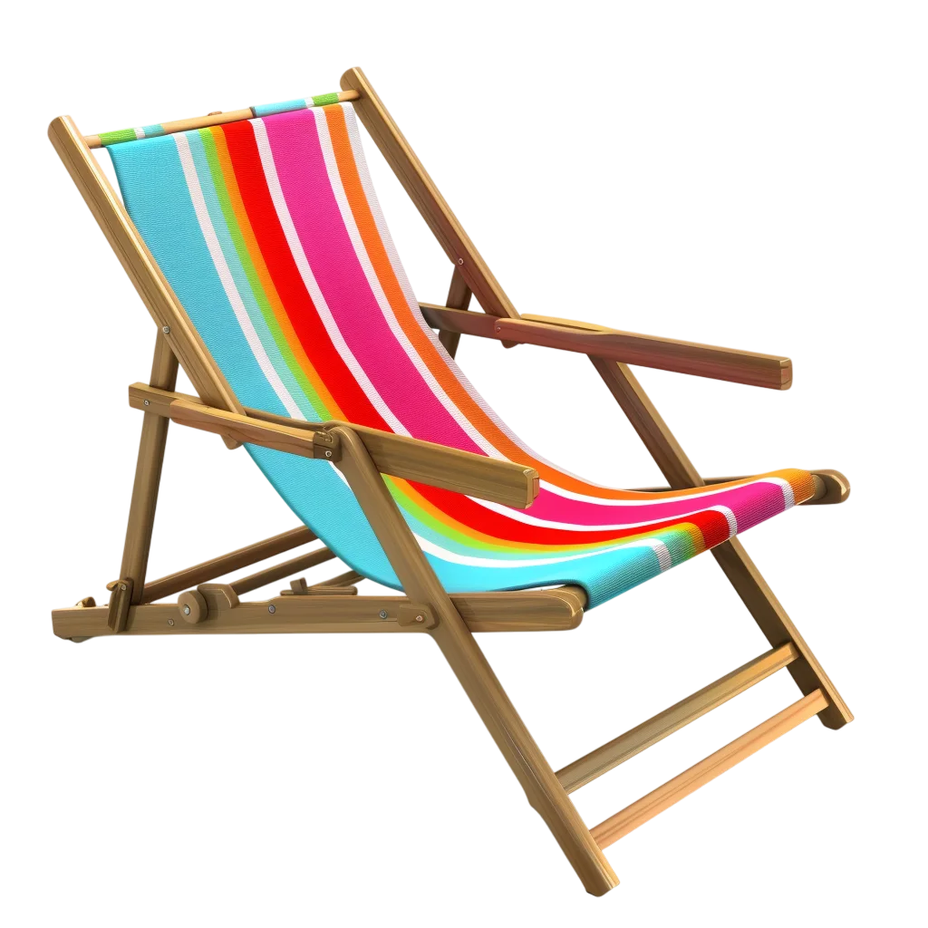 Colorful Striped Wooden Beach Lounge Chair Free PNG
