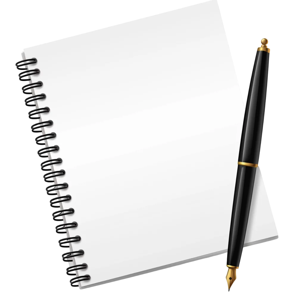 Spiral Notebook with Luxury Fountain Pen Free PNG