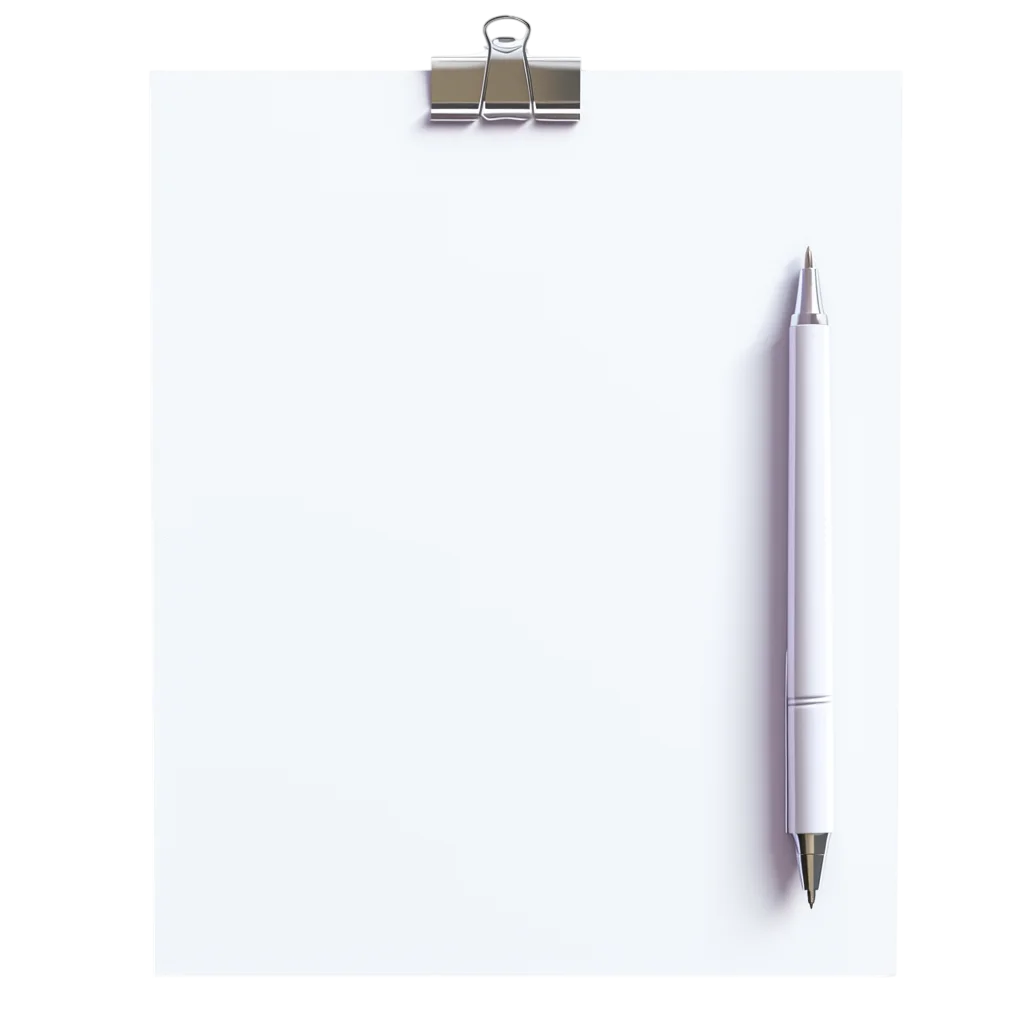 Blank Clipboard with White Pen Mockup Free PNG