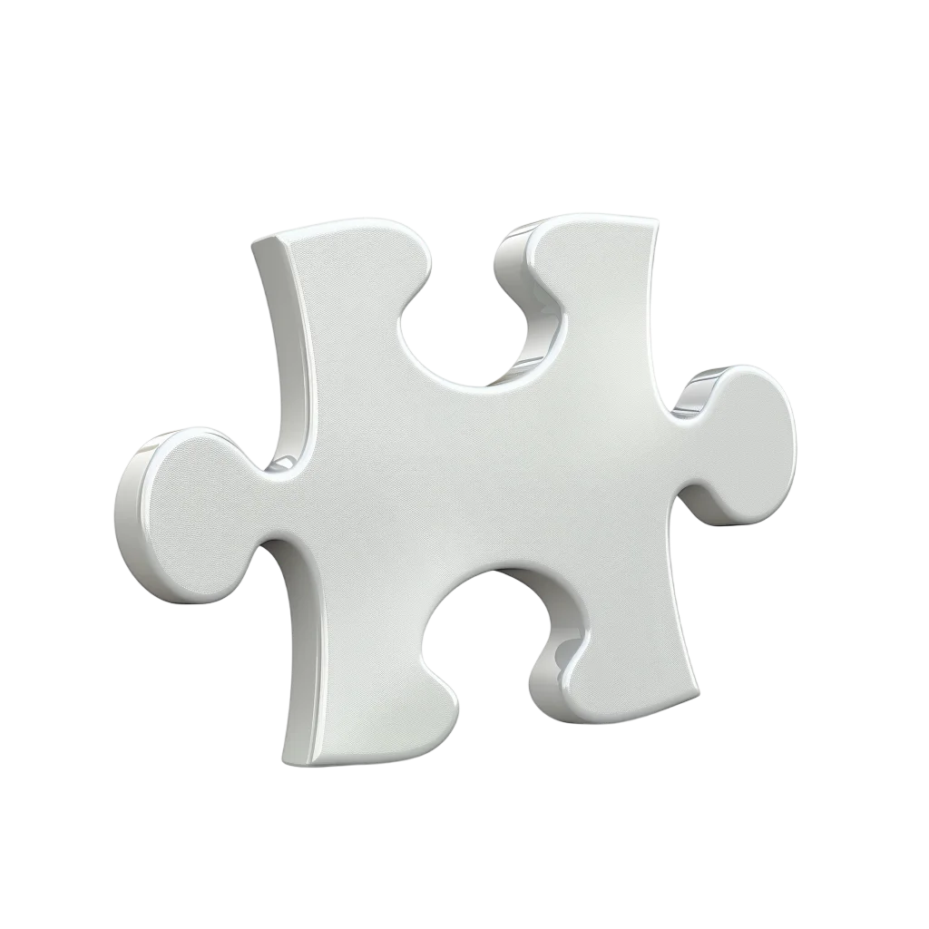 Single White 3D Jigsaw Puzzle Piece Free PNG Clipart