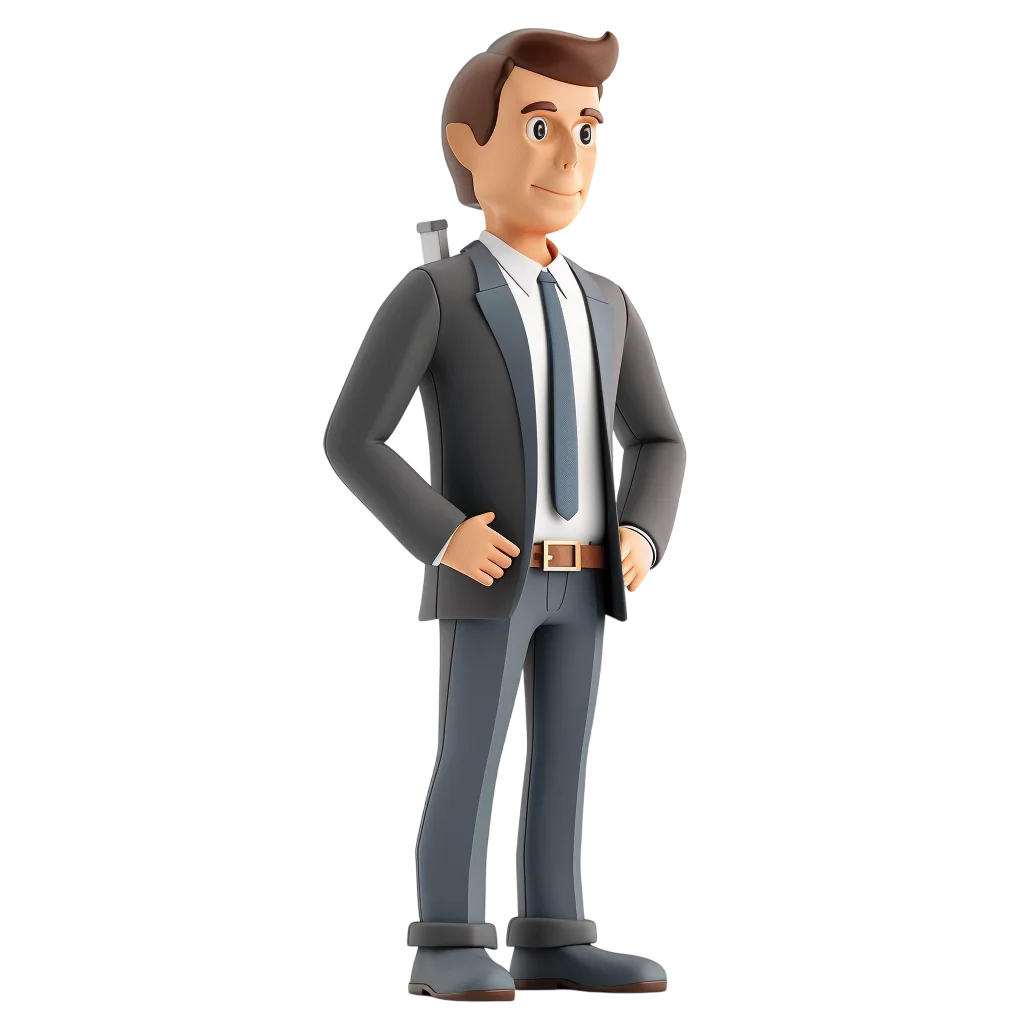 Tall 3D Elegant Businessman Standing Free PNG Clipart