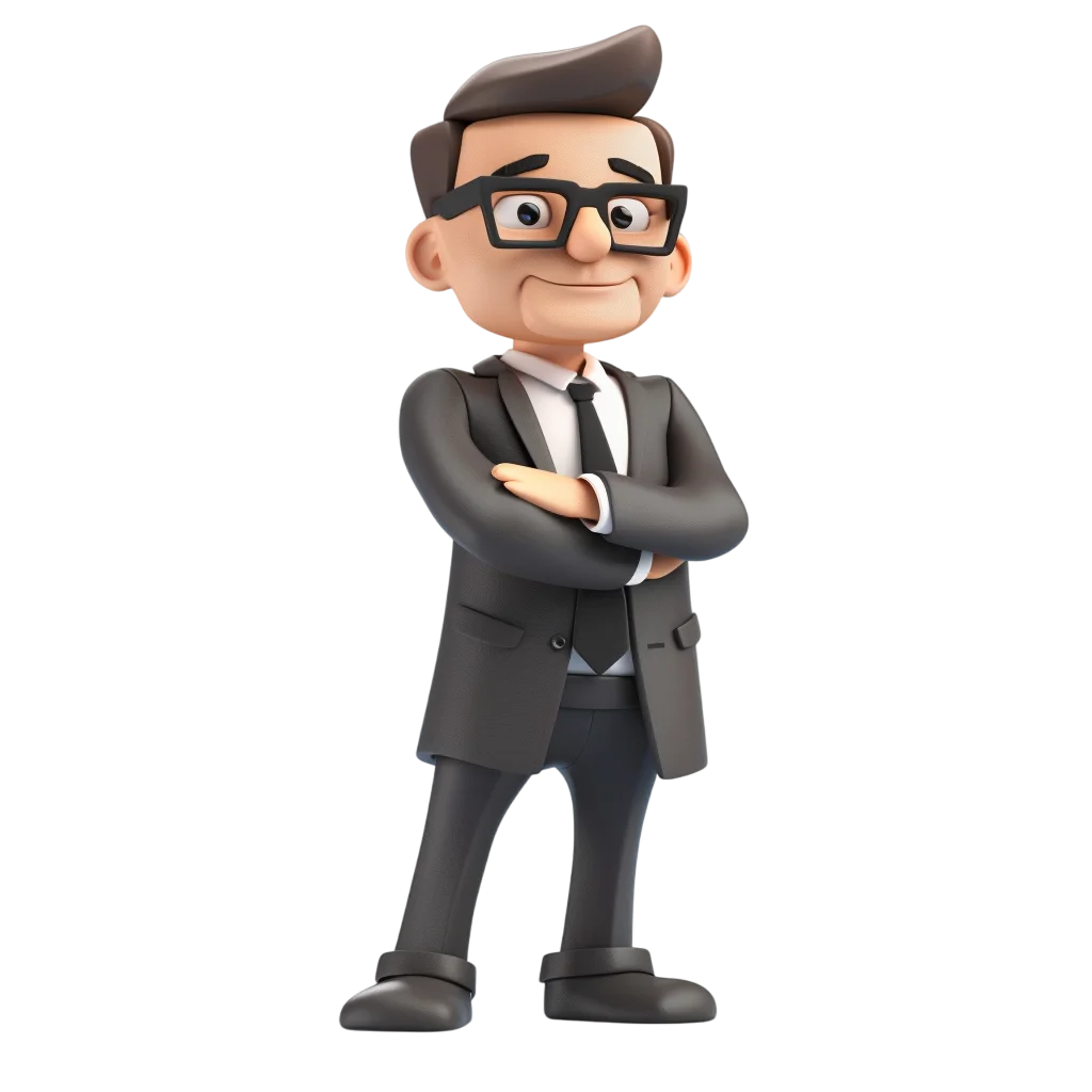 Smart 3D Businessman in Modern Suit Free PNG Clipart