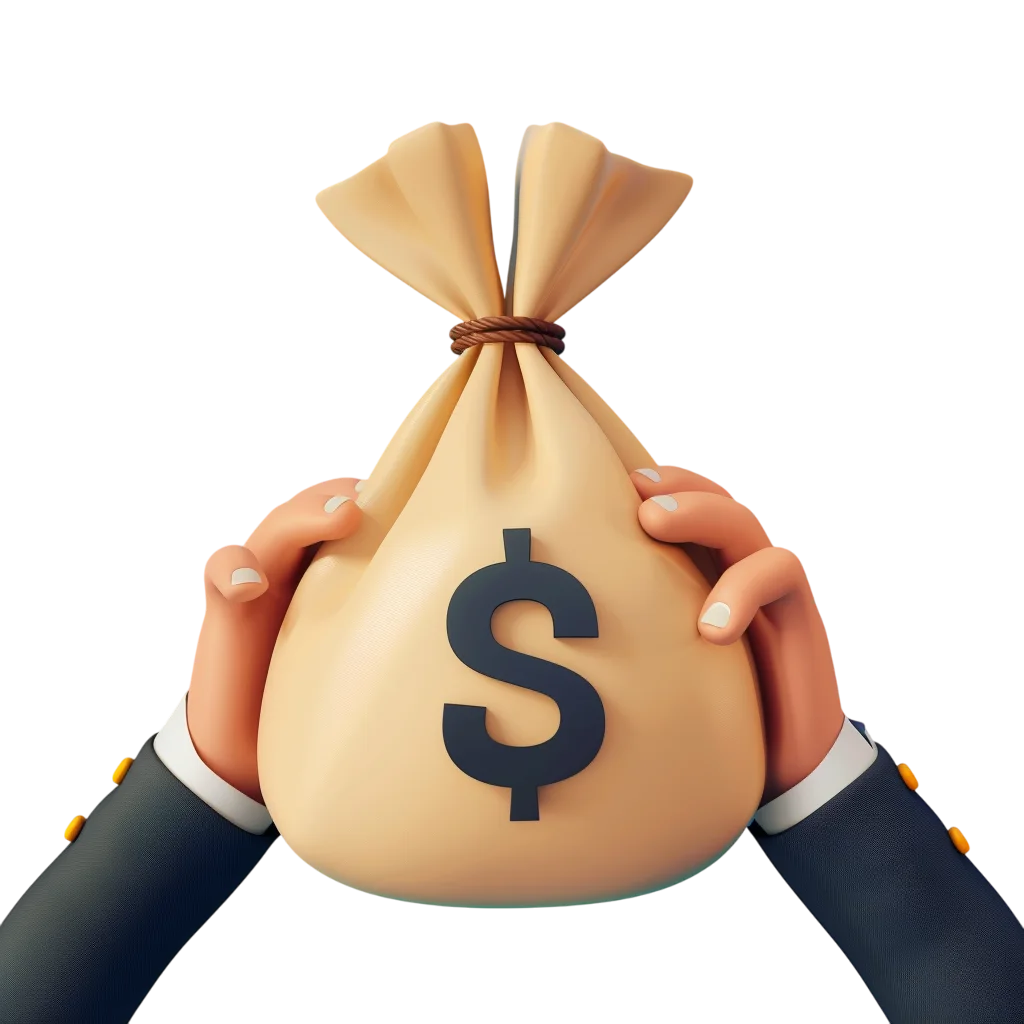 Hands Holding Heavy Burlap Money Bag Free PNG