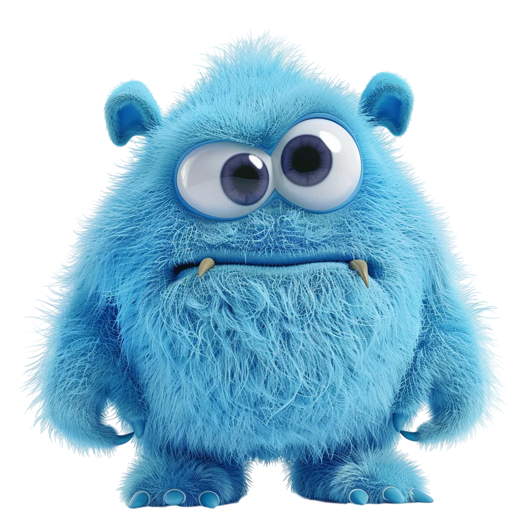 Round Fluffy Blue Yeti Monster Free PNG Clipart