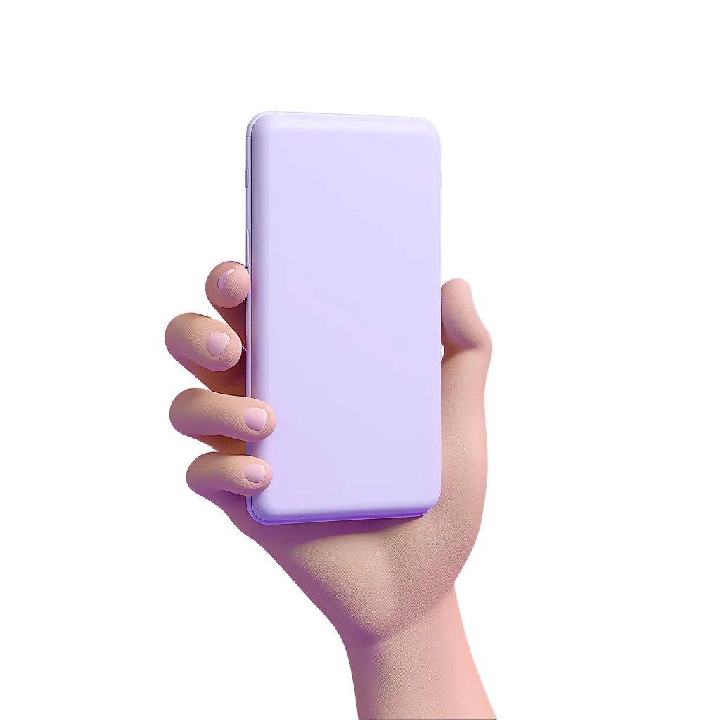 Hand Holding Blank Purple Smartphone Mockup Free PNG
