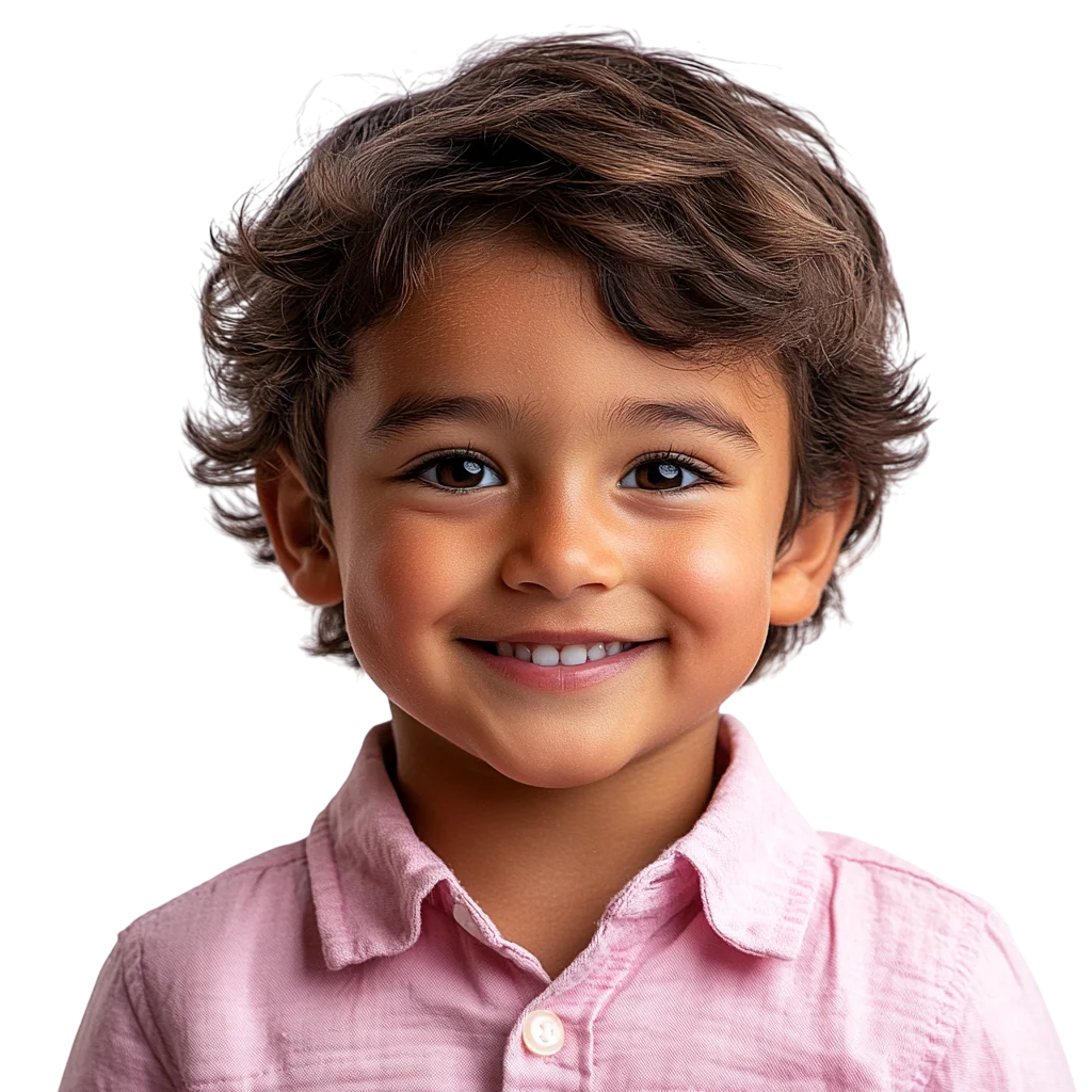 Smiling Young Boy in Pink Polo Shirt Free PNG