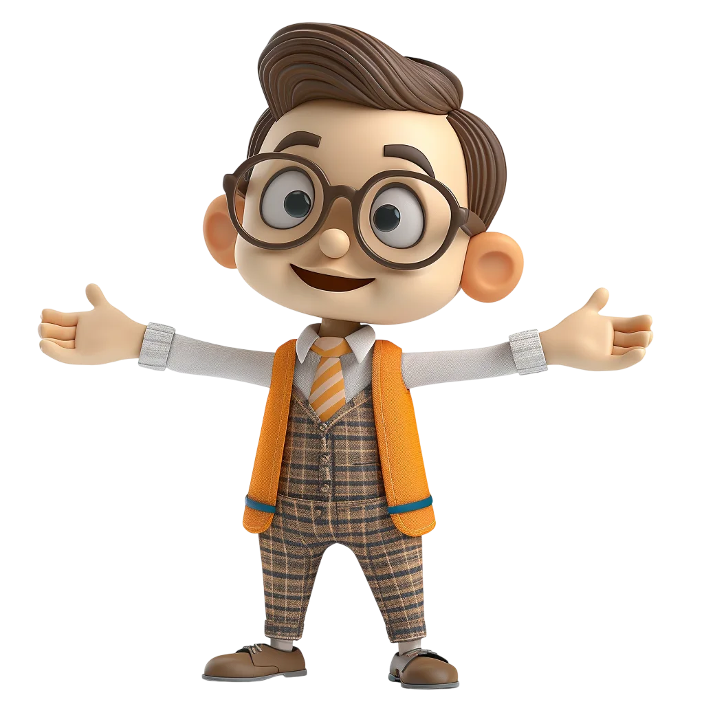 Cute 3D Boy Teacher Spreading Arms Open Free PNG