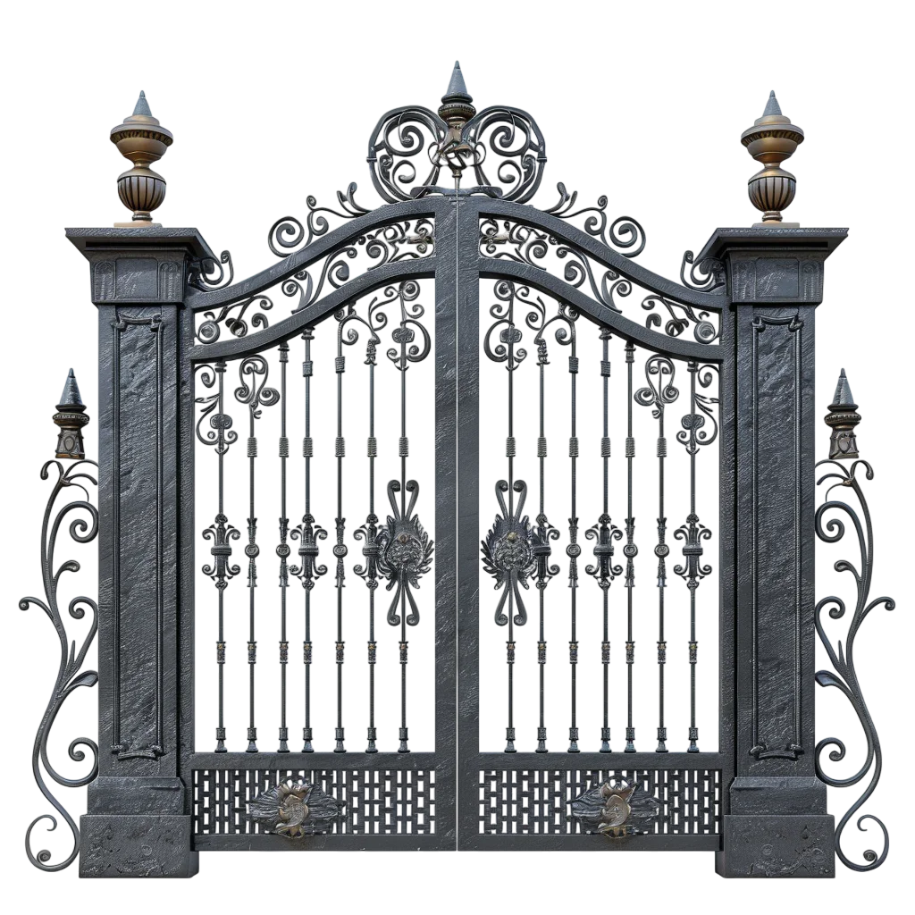 Ornate Wrought Iron Driveway Security Gate Free PNG