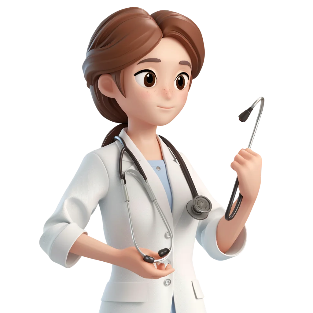 Female Doctor Character with Stethoscope Free PNG