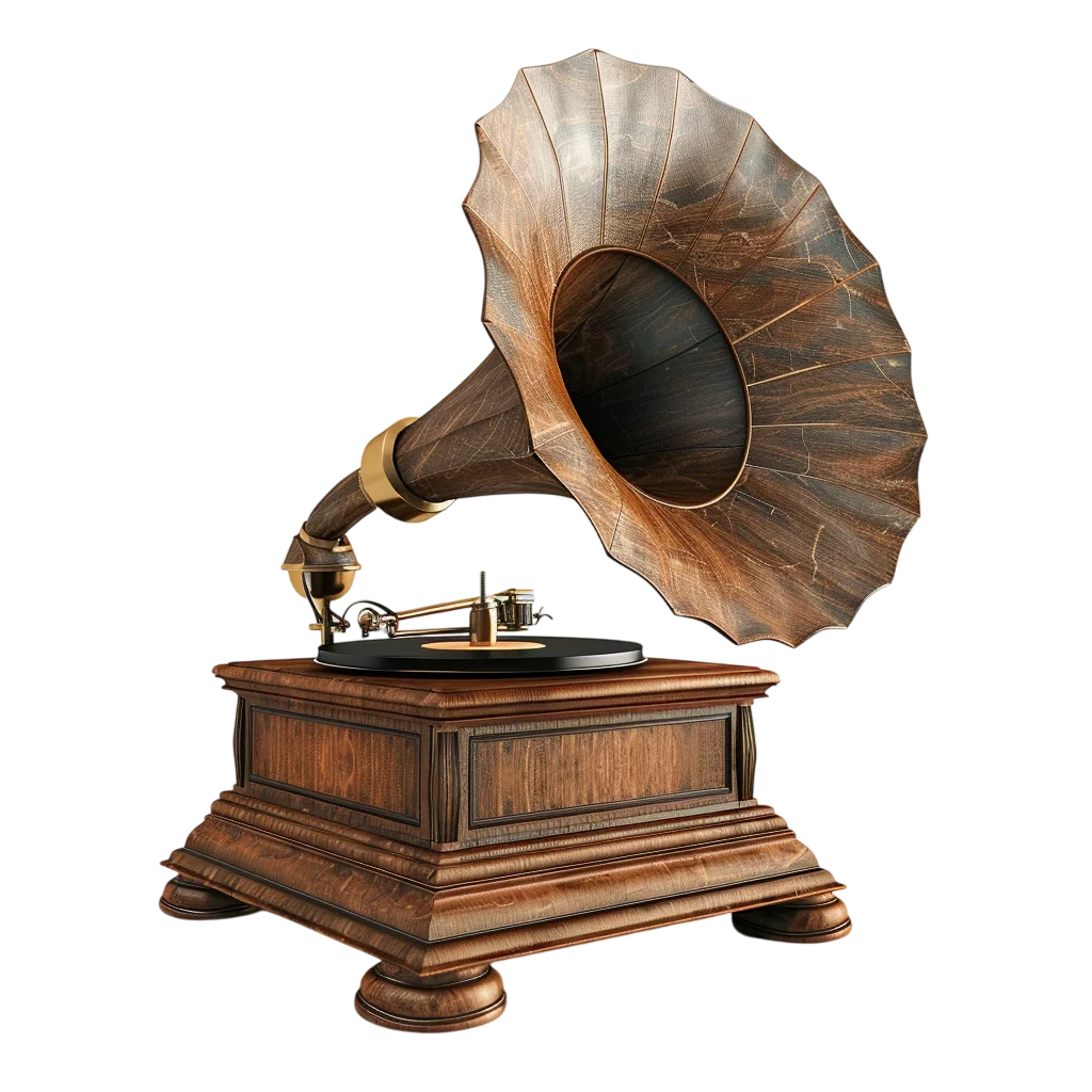 Antique Wooden Gramophone Record Player Free PNG