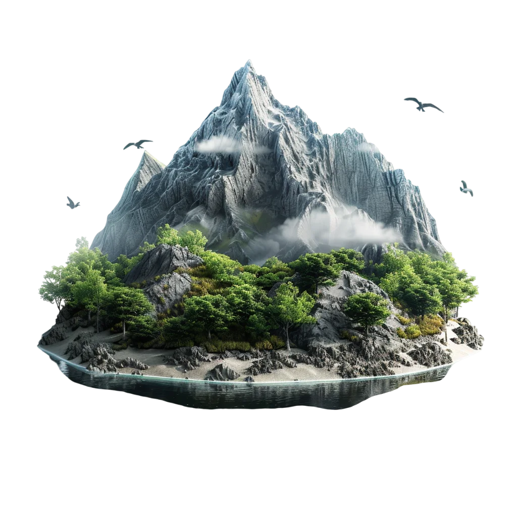 Miniature Rocky Mountain Island Terrain Free PNG