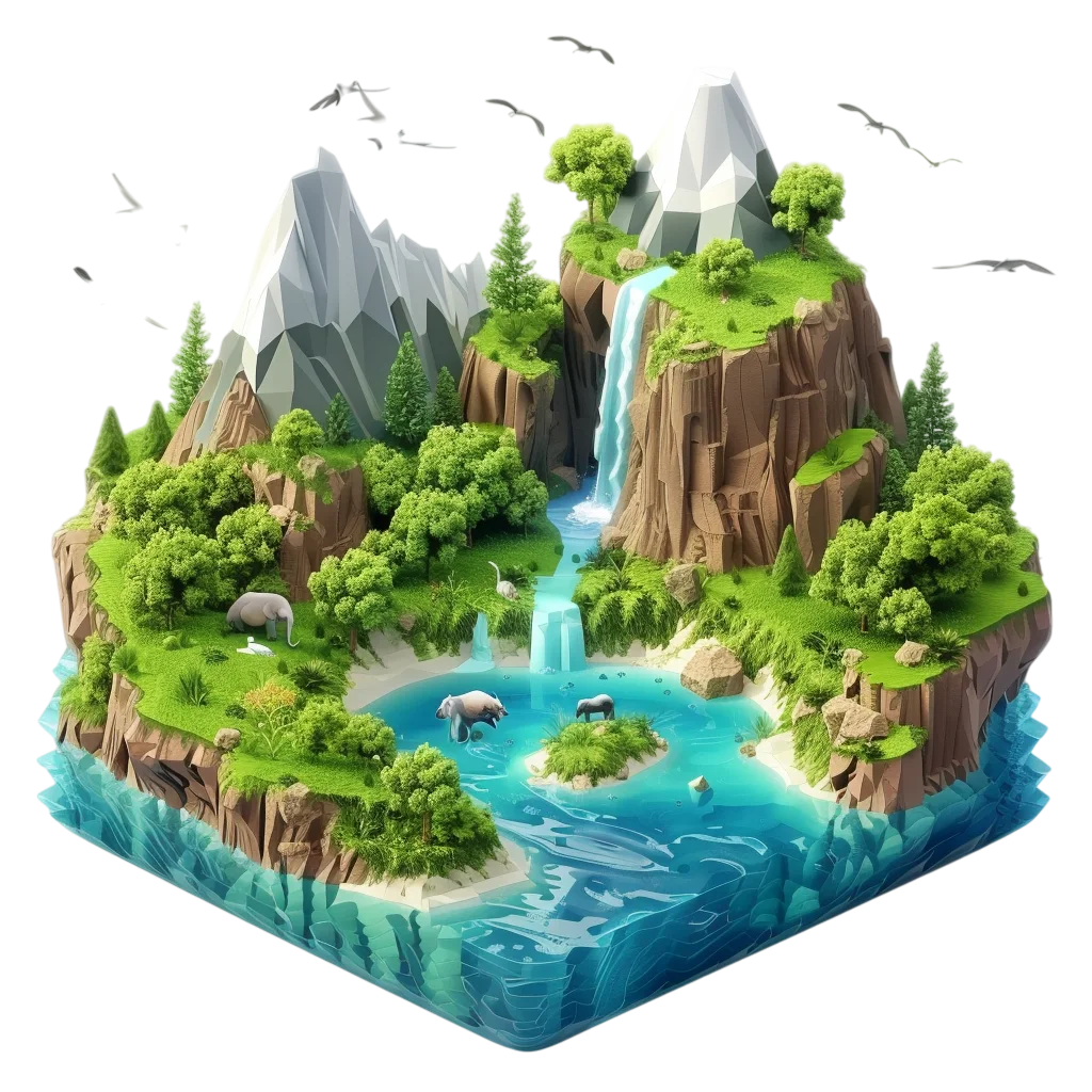 Miniature Floating Tropical Island 3D Free PNG