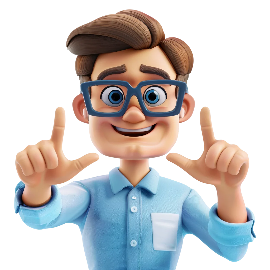 Happy 3D Man Framing with Hands Free PNG Clipart