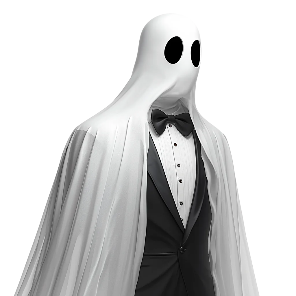 Spooky Ghost Wearing Formal Suit Free PNG Clipart