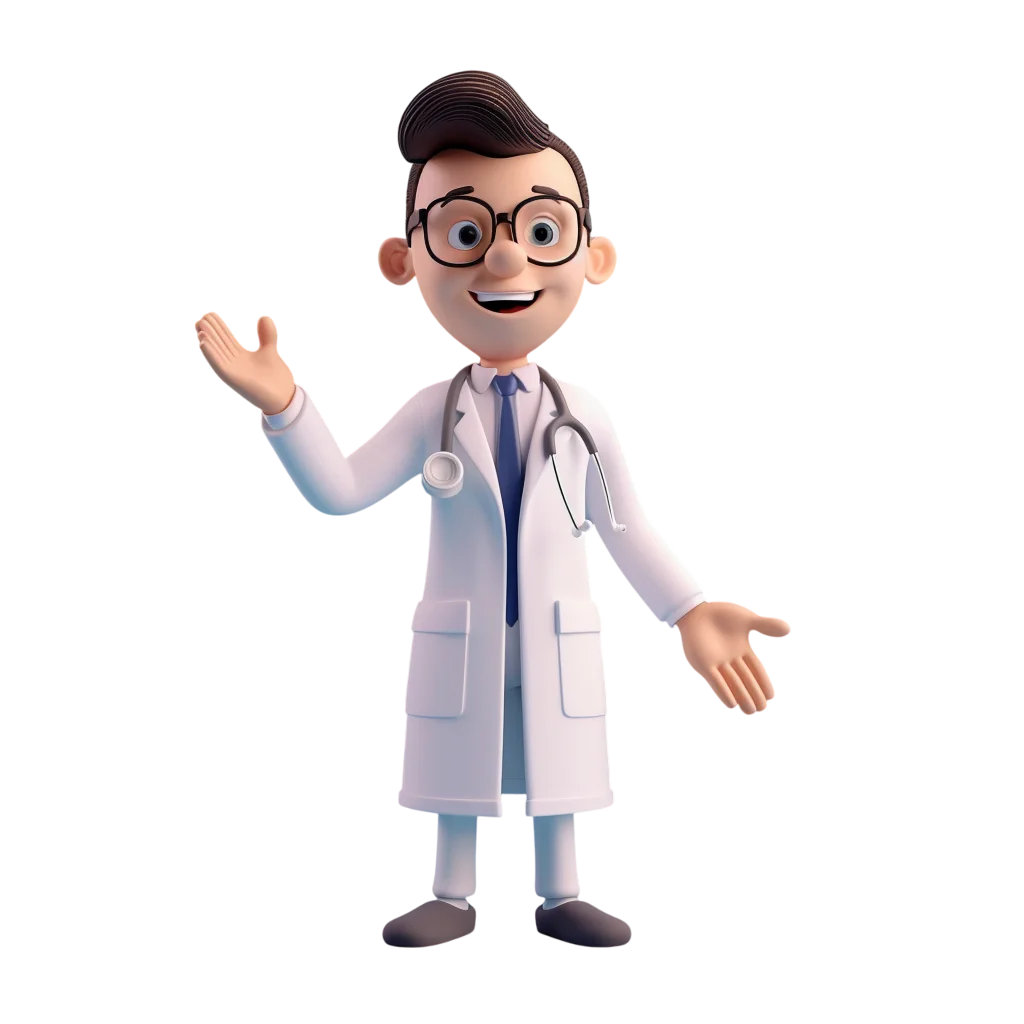 Professional 3D Cartoon Doctor Explaining Free PNG