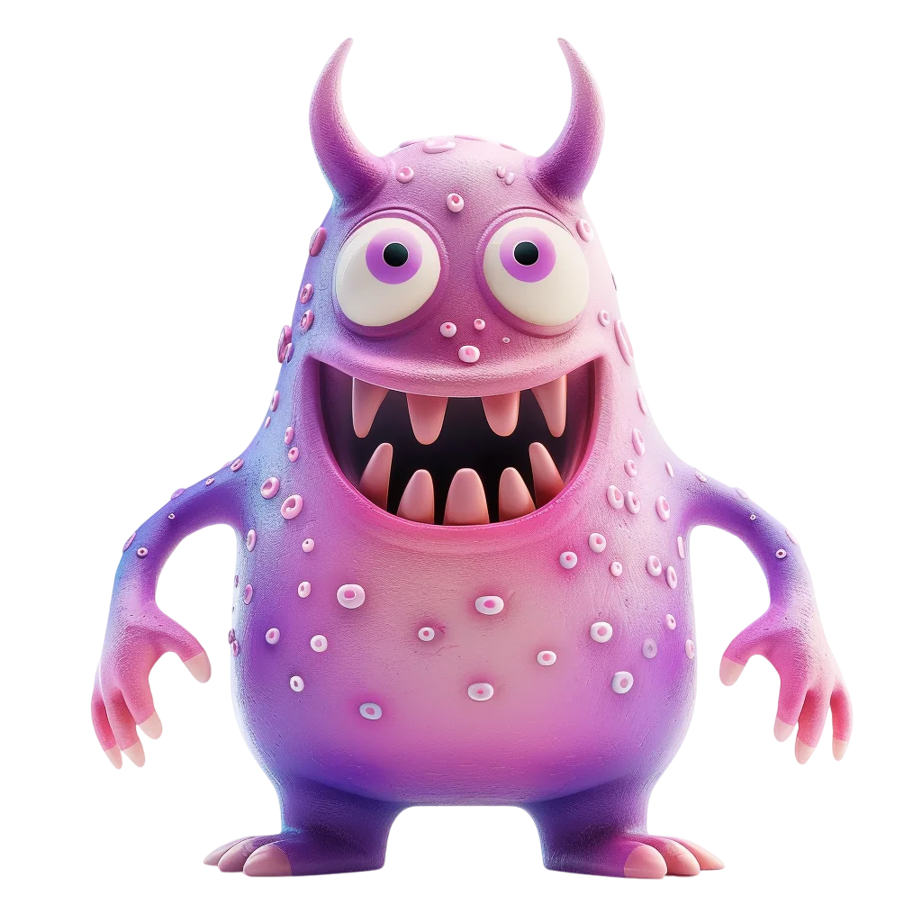 Cute Purple Horned Alien Monster Free PNG Clipart