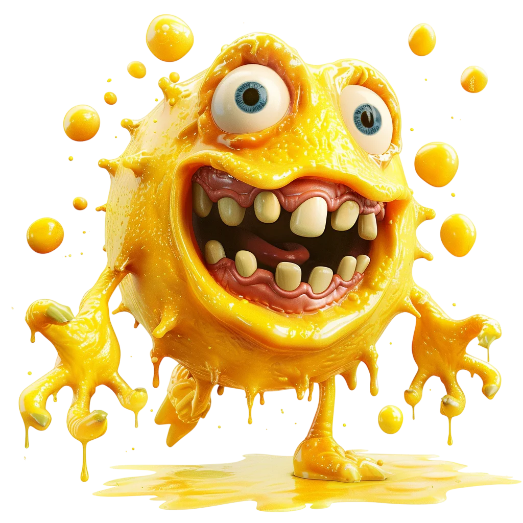 Funny Yellow Slime Monster Dripping Goo Free PNG Clipart