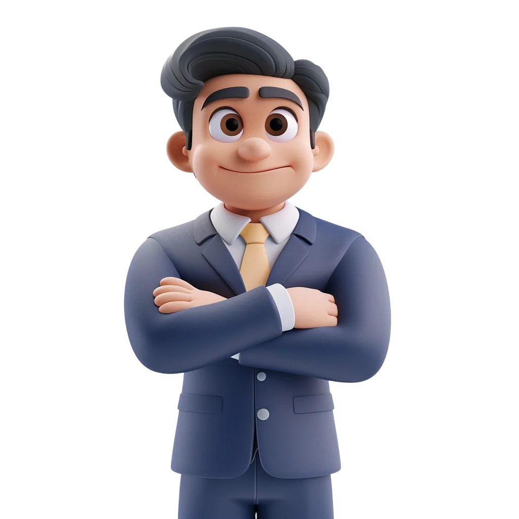 Smiling 3D Cartoon Businessman in Suit Free PNG Clipart
