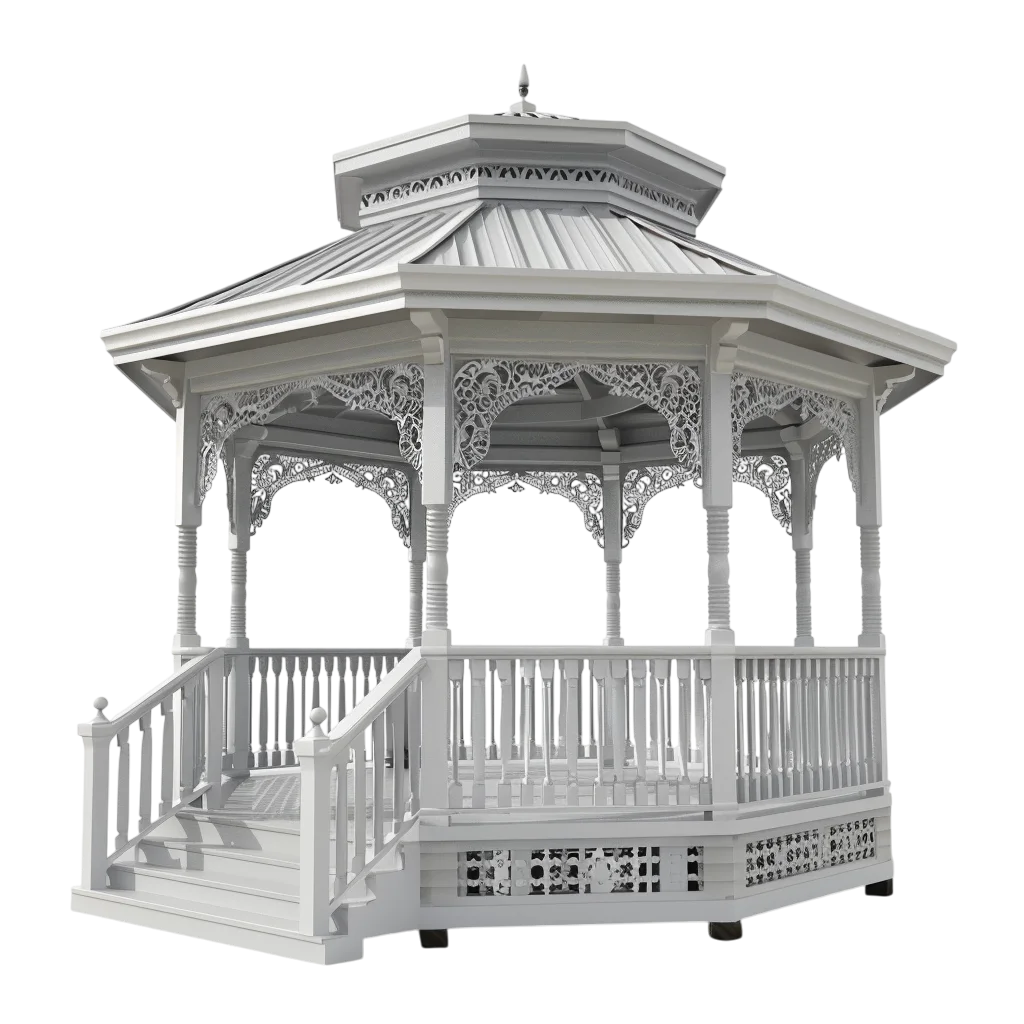 Classic White Wood Garden Gazebo Pavilion Free PNG