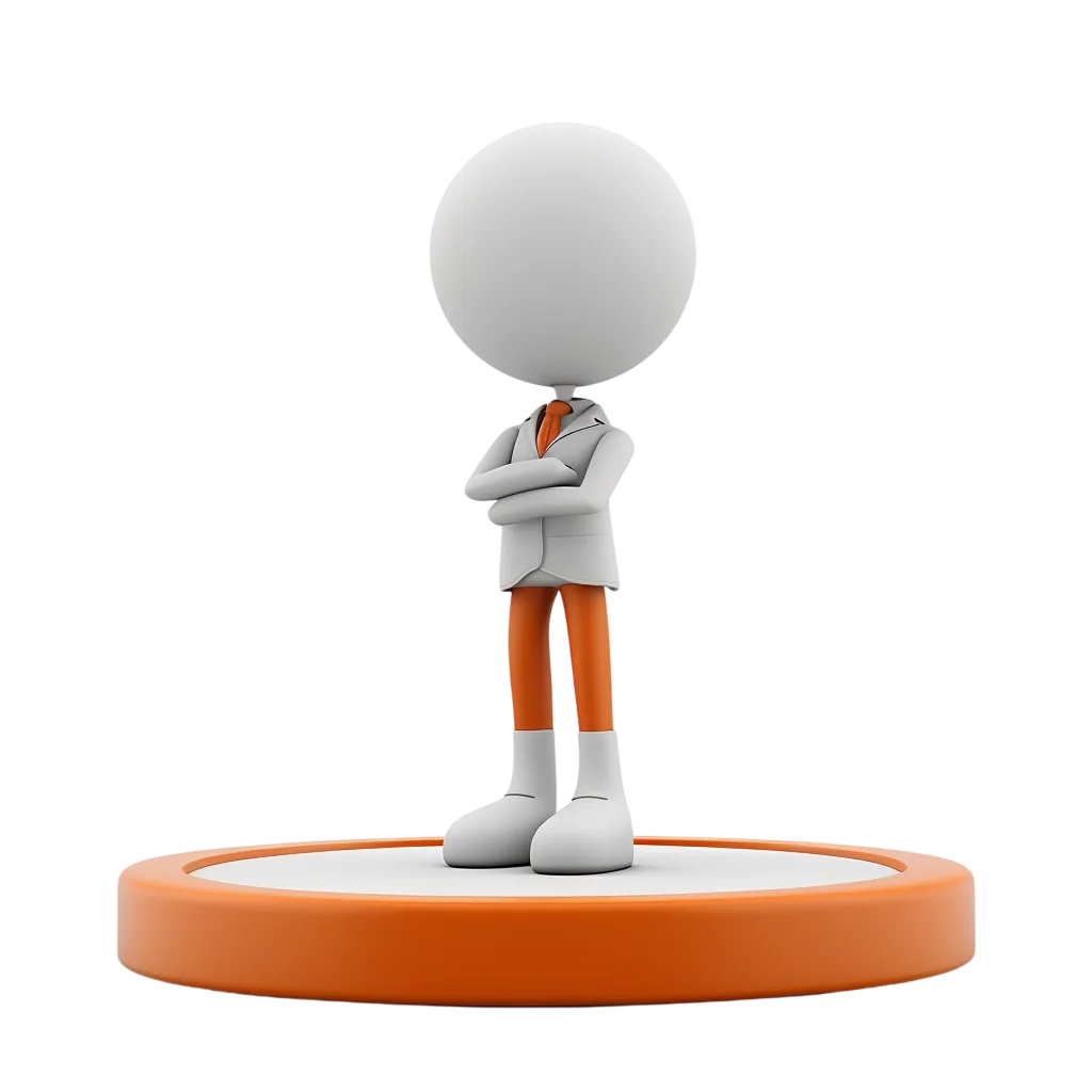 Minimal 3D White Stick Figure Standing Free PNG