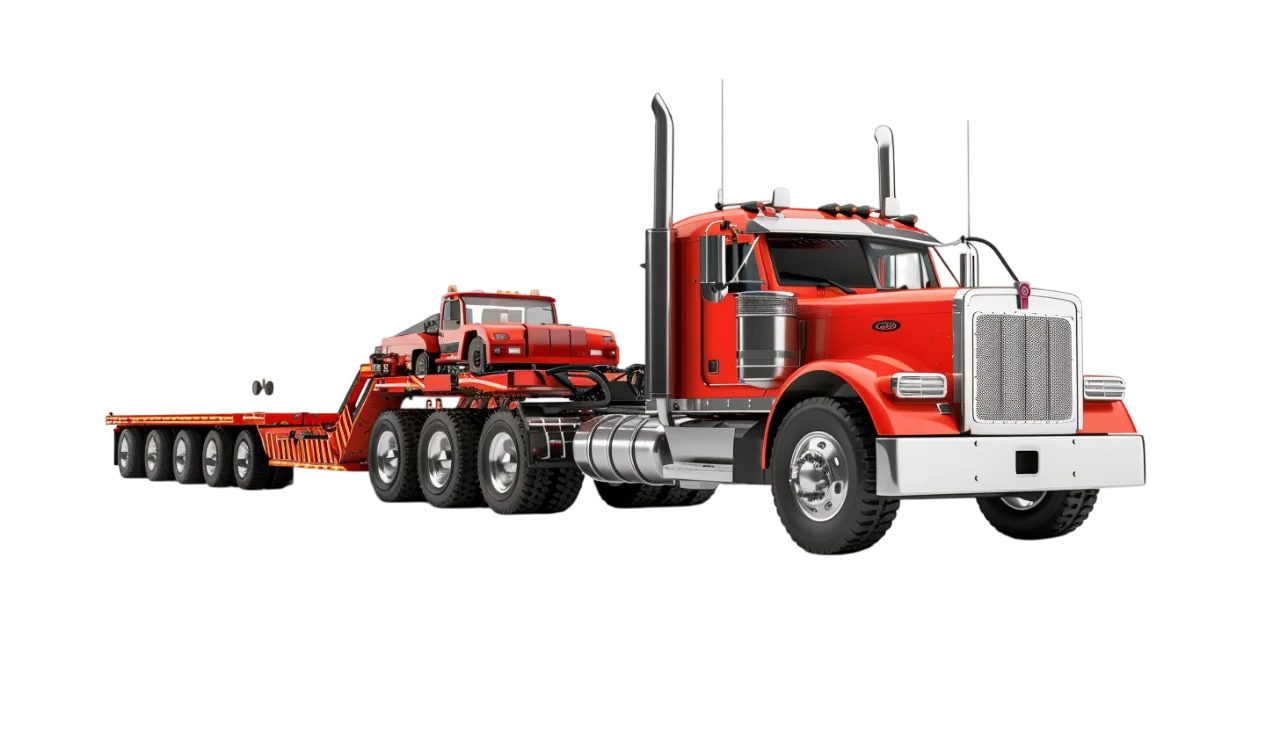 Heavy Red Big Rig Semi Truck Tractor Free PNG