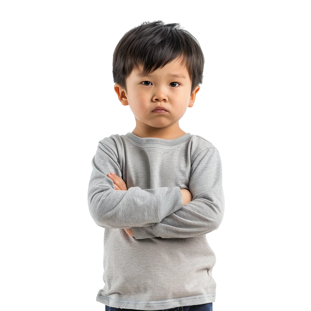 Cute Little Asian Boy Standing Arms Crossed Free PNG