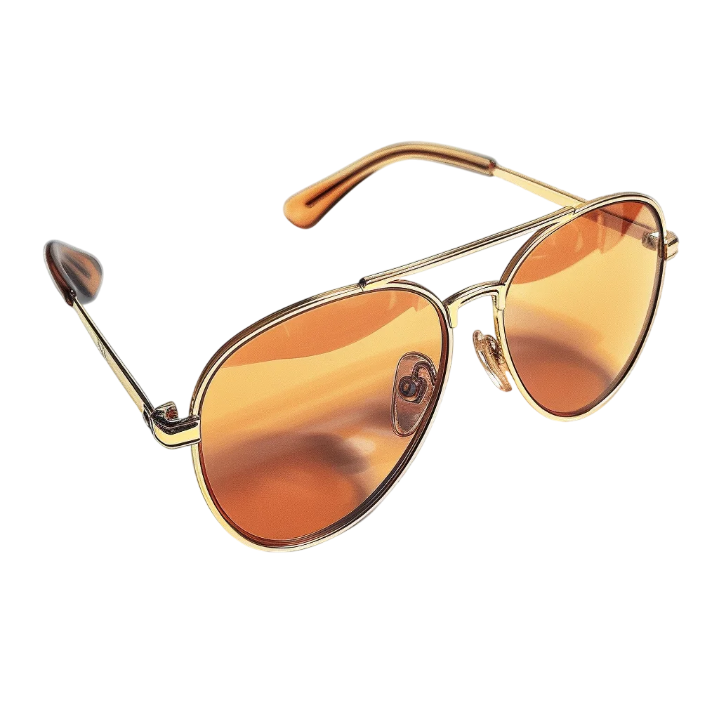 Gold Aviator Sunglasses with Amber Lenses Free PNG