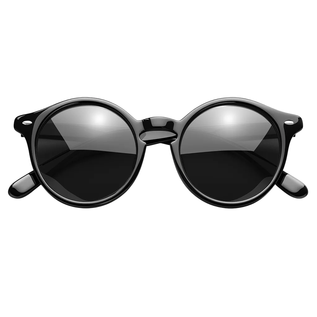 Classic Black Round Sunglasses Free PNG Eyewear