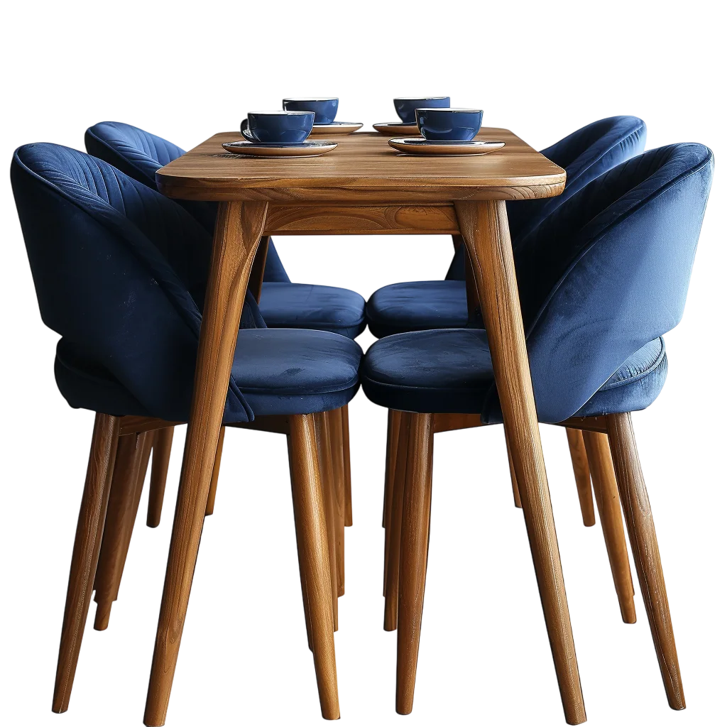Modern Wooden Dining Table and Chairs Free PNG Set