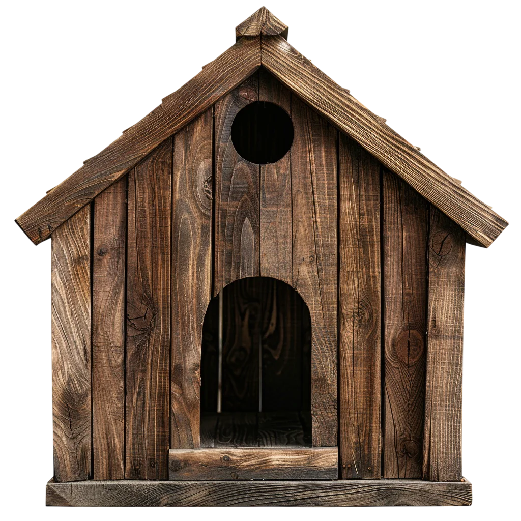 Rustic Wooden Birdhouse with Peaked Roof - Free PNG