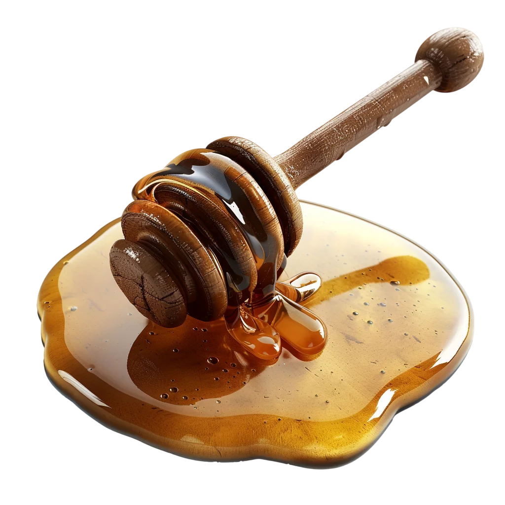 Wooden Honey Dipper Dripping with Amber Honey | Free PNG