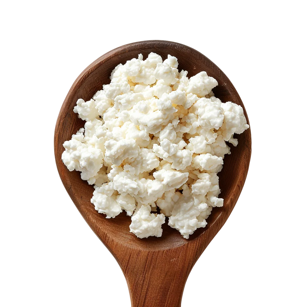 Cottage Cheese on a Wooden Spoon Free PNG