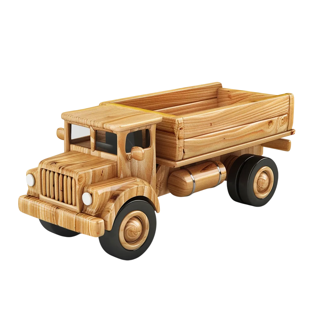 Wooden Toy Dump Truck with Open Cargo Bed | Free PNG