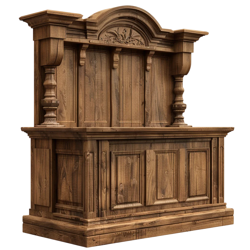 Ornate Carved Wooden Cabinet – Free PNG