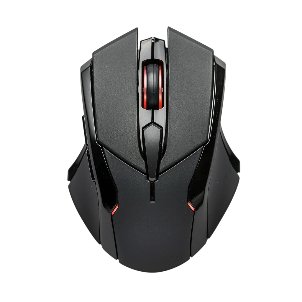 Black Gaming Mouse with Red Accents Free PNG