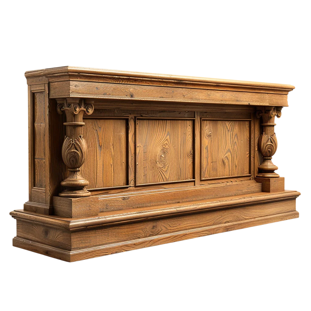 Ornate Carved Wooden Mantel | Free PNG