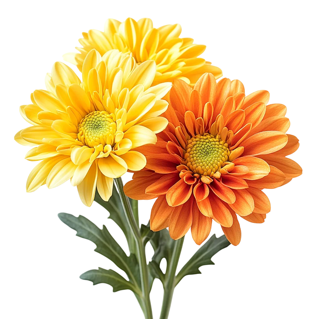 Yellow and Orange Chrysanthemums Free PNG